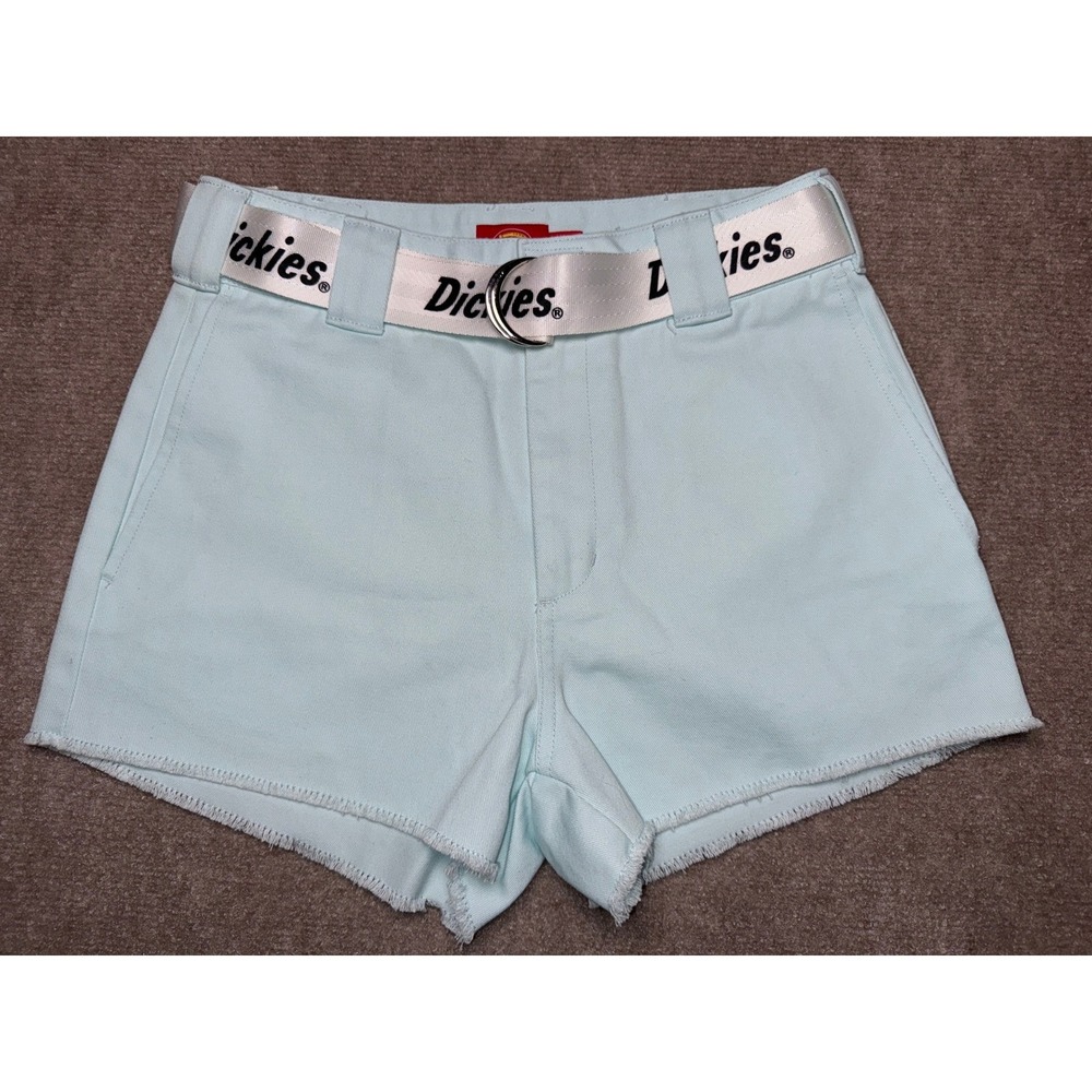 Dickies Women's Light Blue Shorts Size 0/24 With Logo‎ Belt